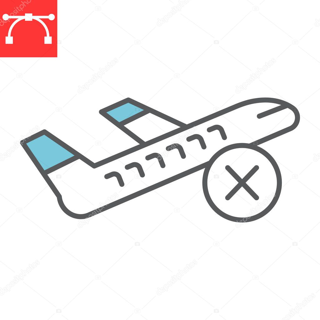 Flight cancelled color line icon