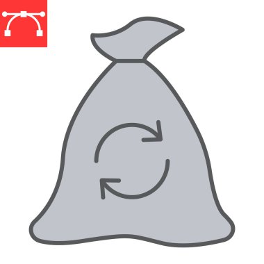 Çöp torbası renk çizelgesi simgesi, atık ve ekoloji, çöp geri dönüşüm vektör simgesi, vektör grafikleri, düzenlenebilir felç doldurulabilir çizgi işareti, ep 10.