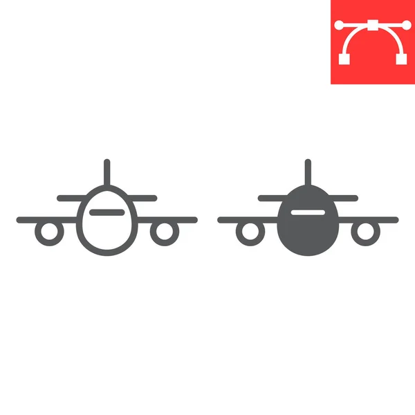 Flugzeuglinie und Glyphen-Symbol — Stockvektor