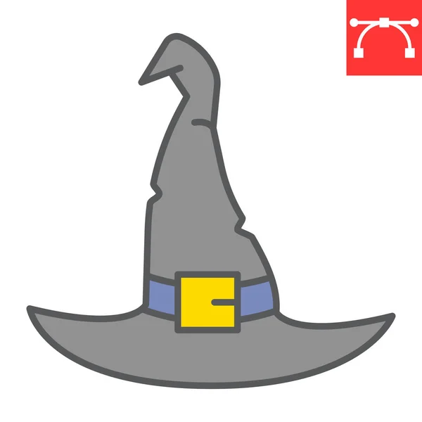 Heks hoed kleur lijn pictogram — Stockvector