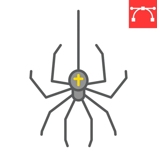 Ícone de linha de cor aranha — Vetor de Stock