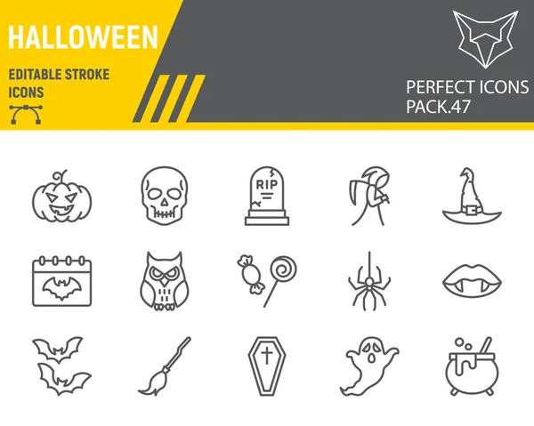 Set de iconos de línea Halloween — Vector de stock