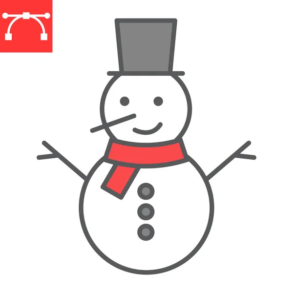 Snowman icono de línea de color — Archivo Imágenes Vectoriales