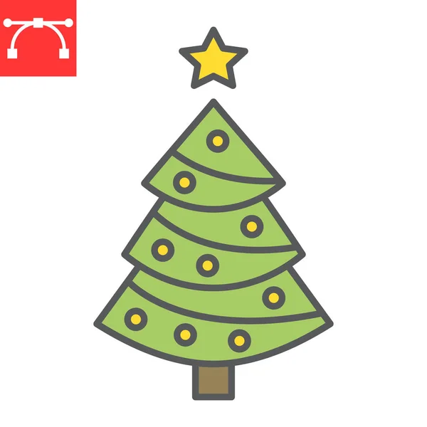 Julgran färg linje ikon — Stock vektor