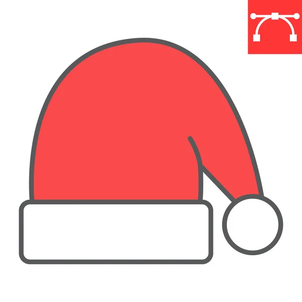 Santa sombrero color línea icono — Vector de stock