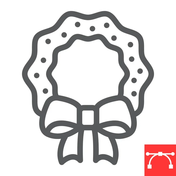 Christmas wreath line icon — Stock Vector