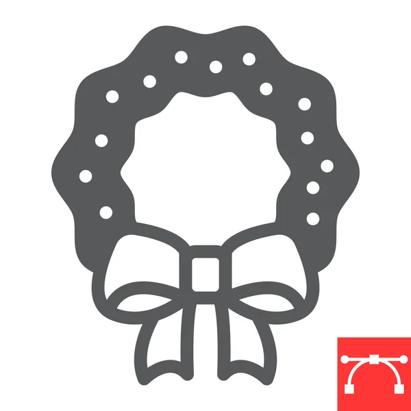 Glyphen-Symbol für den Weihnachtskranz — Stockvektor