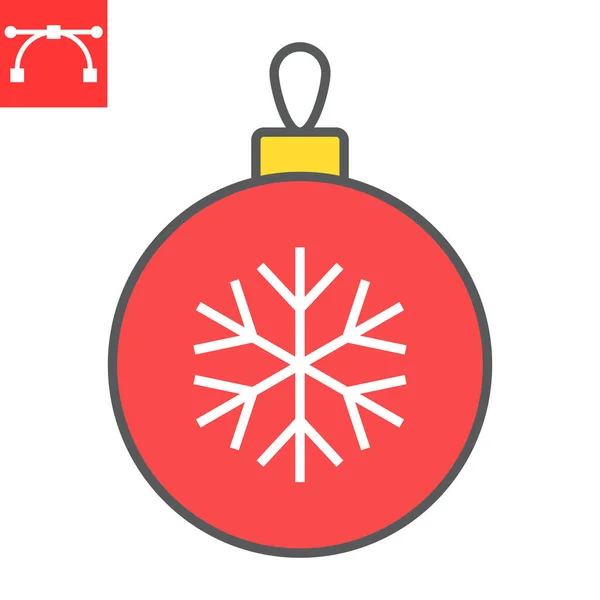 Christmas tree ball color line icon — Stock Vector