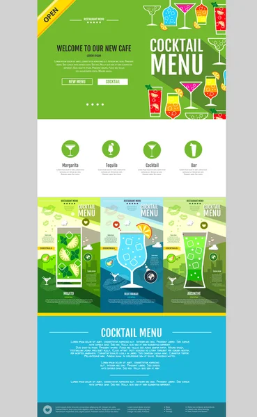 Concept de menu cocktail de style plat Conception de site Web. Identité d'entreprise — Image vectorielle