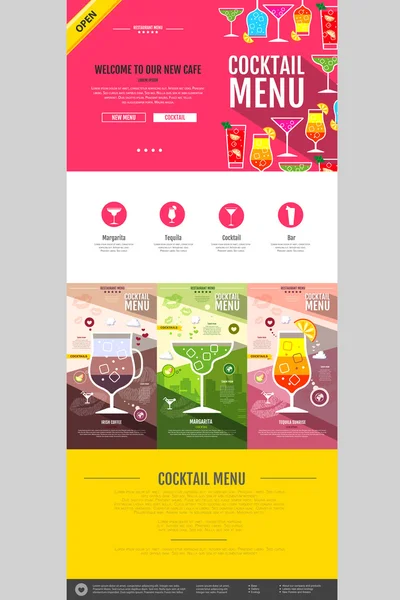 Concepto de menú de cóctel de estilo plano Diseño de sitio web. Identidad corporativa — Archivo Imágenes Vectoriales