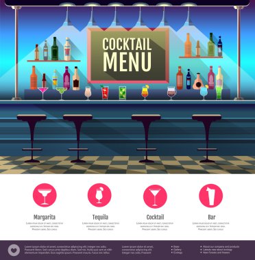 Kokteyl bar düz stil iç