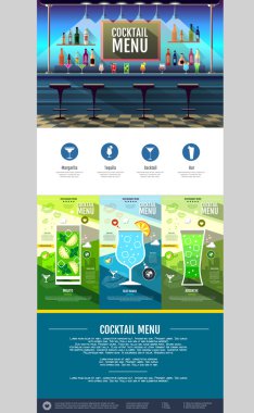 Düz stil kokteyl menü kavramı Web site tasarımı