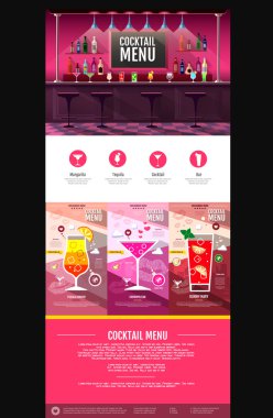 Düz stil kokteyl menü kavramı Web site tasarımı.
