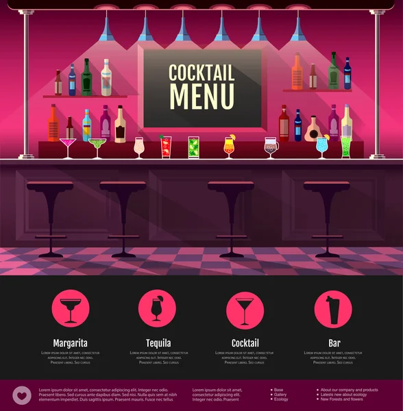 Intérieur de style plat du bar à cocktails — Image vectorielle