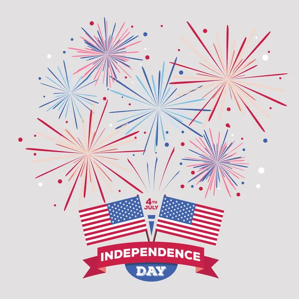Векторный праздничный фейерверк. День независимости Америки — стоковый вектор