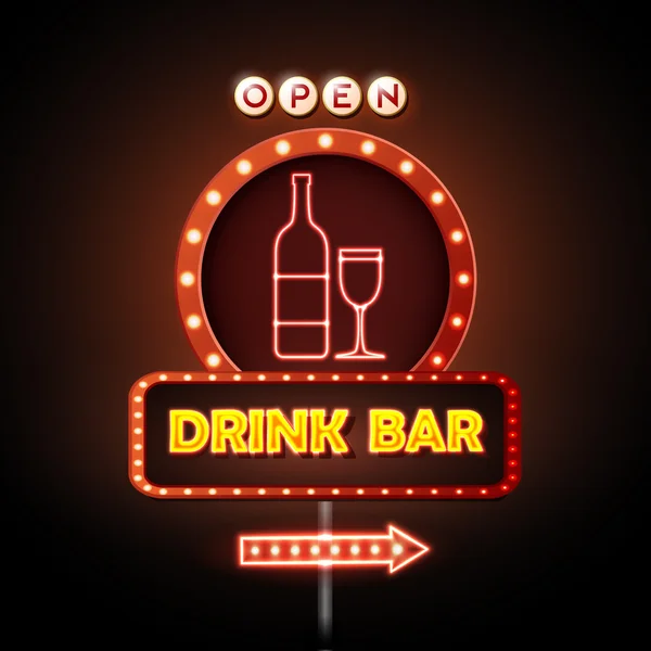 Drink bar Neon znak — Wektor stockowy