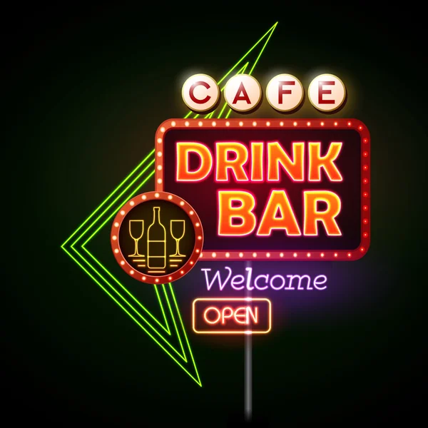 Drik bar Neon tegn – Stock-vektor