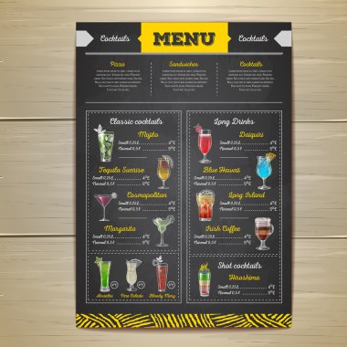 Kokteyl menü tasarımı çizim vintage tebeşir. Kurumsal kimlik