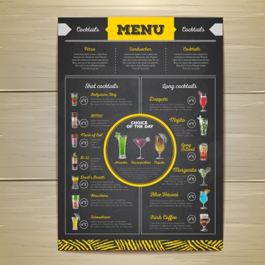 Kokteyl menü tasarımı çizim vintage tebeşir. Kurumsal kimlik
