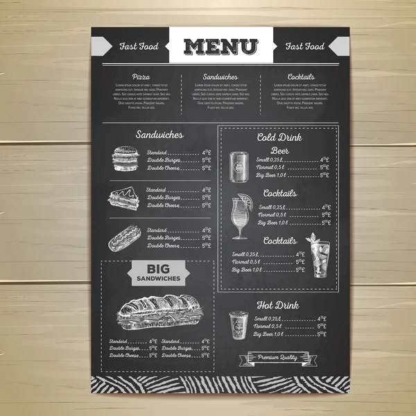 Tiza vintage dibujo diseño de menú de comida rápida. Bosquejo sándwich — Vector de stock