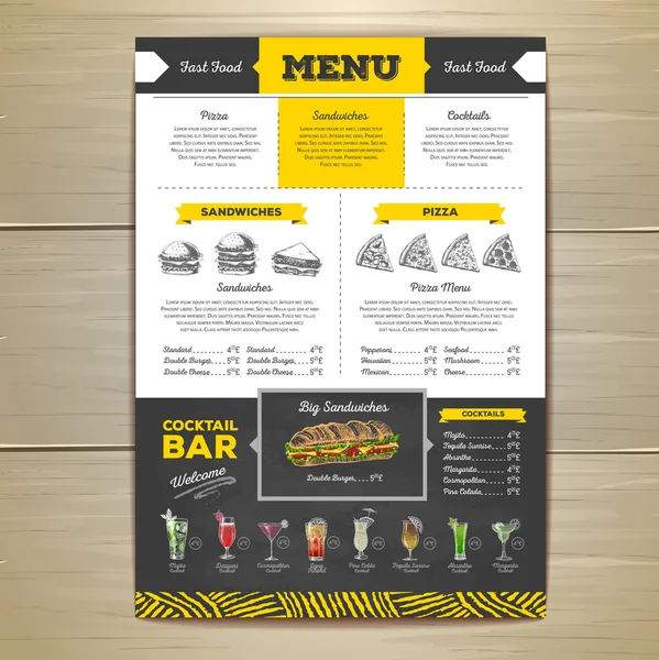 Gesso vintage disegno menu fast food design. Schizzo sandwich — Vettoriale Stock