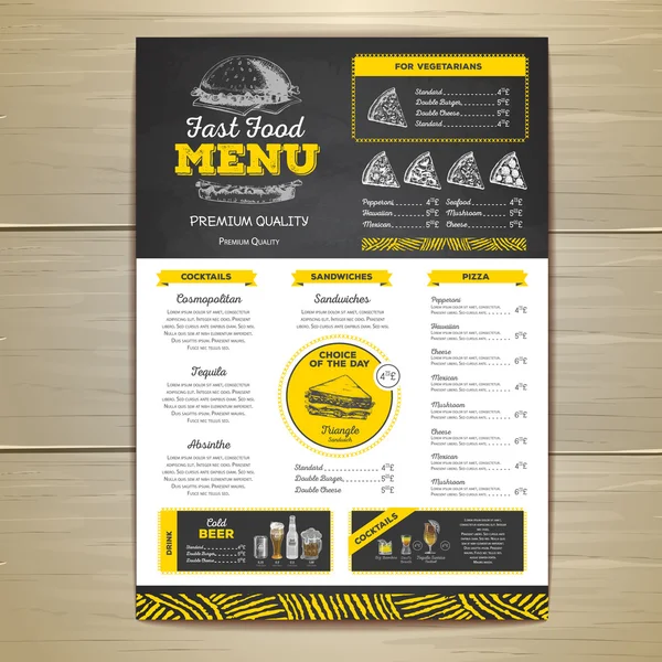 Vintage krijt tekening fastfood menu ontwerp. Sandwich schets — Stockvector