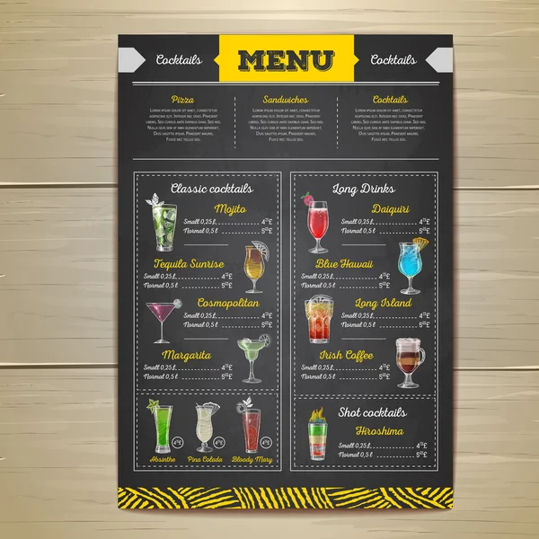 Vintage gesso disegno cocktail menu di design. Identità aziendale — Vettoriale Stock