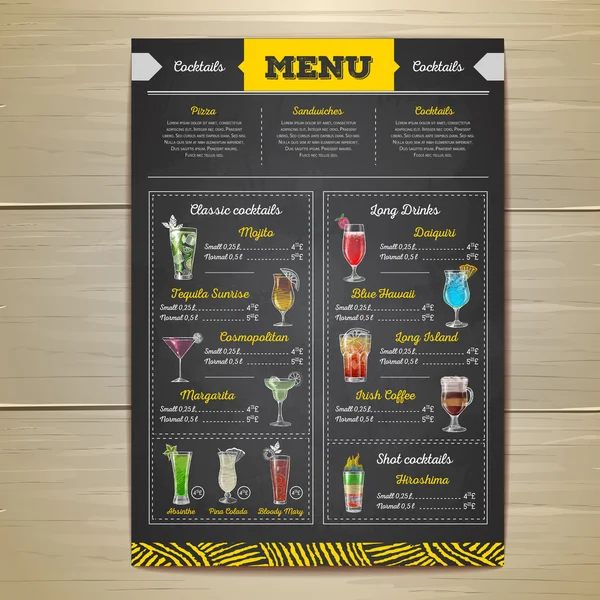 Vintage křídou kresba koktejlové menu design. Firemní identita — Stockový vektor