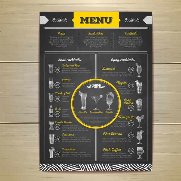 Vintage křídou kresba koktejlové menu design. Firemní identita — Stockový vektor