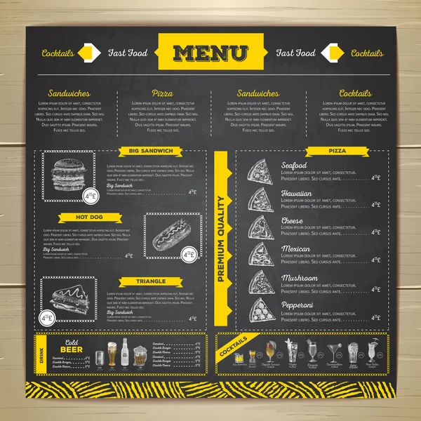 Kreda Vintage rysunek fast food menu projekt. Koktajle — Wektor stockowy