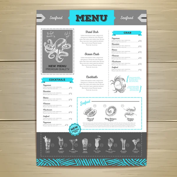 Vintage rybí menu design. — Stockový vektor