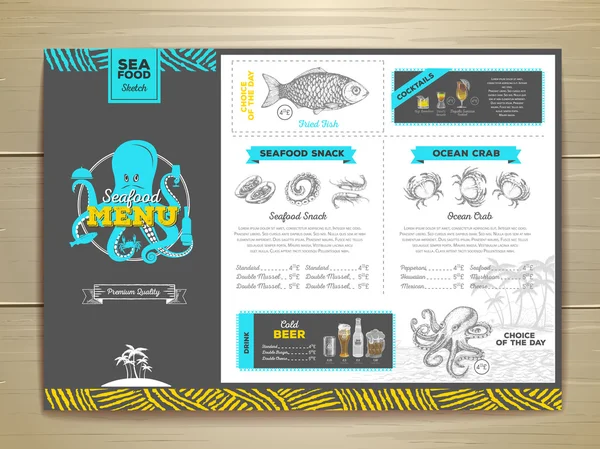 Vintage design del menu di pesce . — Vettoriale Stock