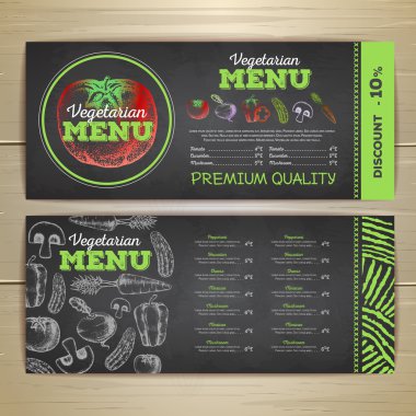 Vintage vejetaryen yemek menü tasarımı. 