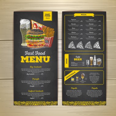 Vintage fast food menü tasarımı. 