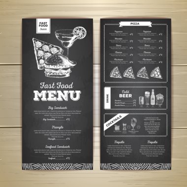 Vintage fast food menü tasarımı. 