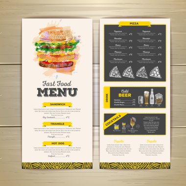 Vintage fast food menü tasarımı. 