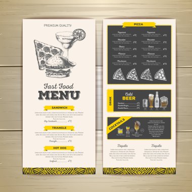 Vintage fast food menü tasarımı. 