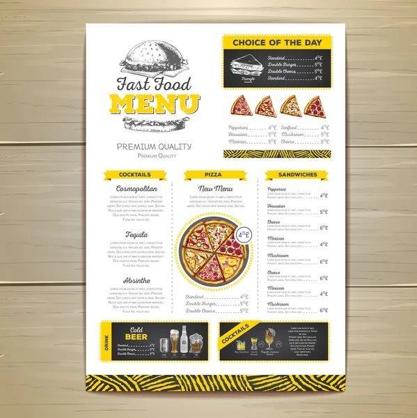 Vintage fastfood menu ontwerp. — Stockvector