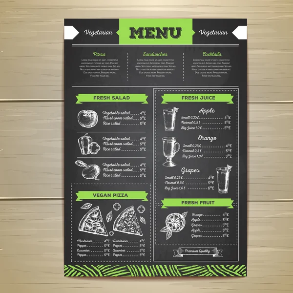 Vintage vegetarian food menu design. — Stock Vector