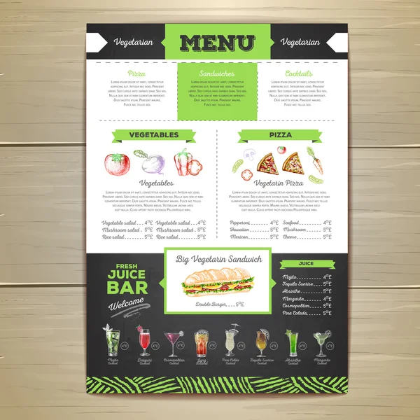 Desain menu makanan vegetarian klasik . - Stok Vektor