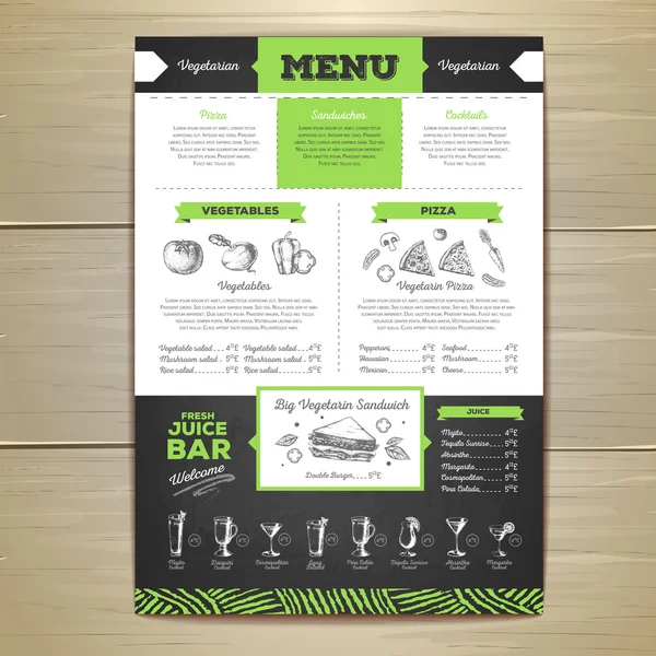 Vintage vegetarisch voedsel menu ontwerp. — Stockvector