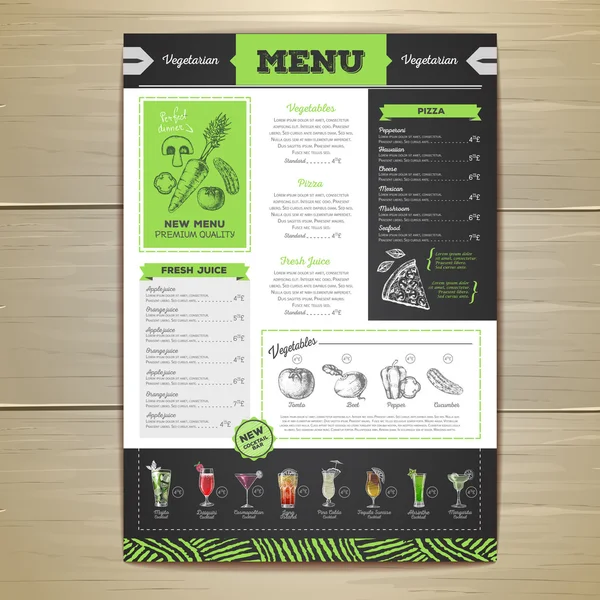 Design de menu de comida vegetariana vintage . — Vetor de Stock