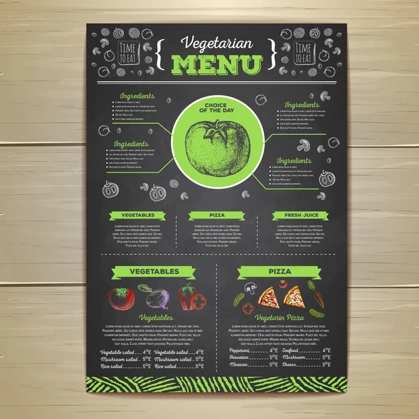 Design de menu de comida vegetariana vintage . — Vetor de Stock