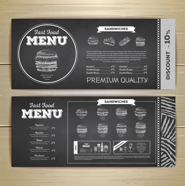 Design de menu de fast food vintage . — Vetor de Stock