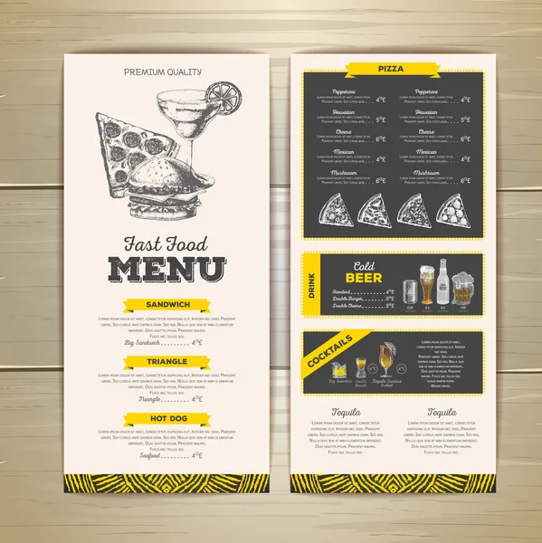 Design de menu de fast food vintage . — Vetor de Stock