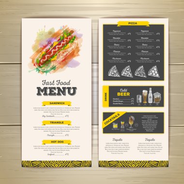 Vintage fast food menü tasarımı. 