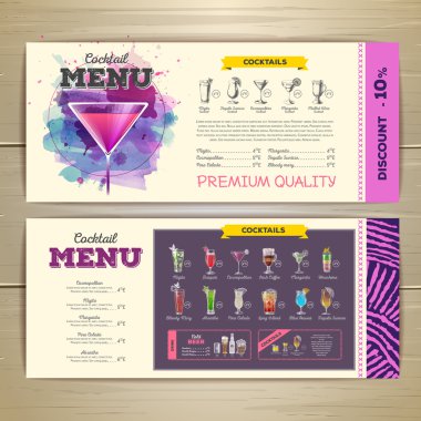 Suluboya kokteyl menü tasarımı
