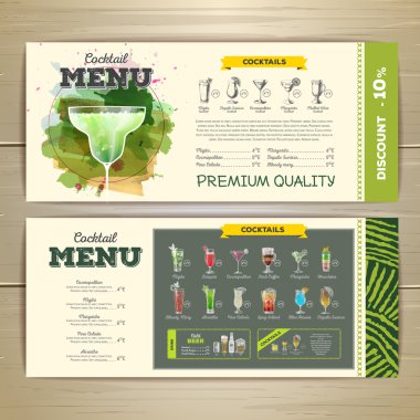 Suluboya kokteyl menü tasarımı