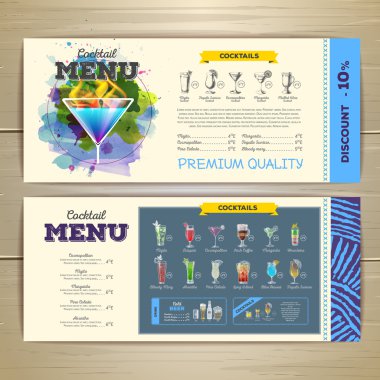 Suluboya kokteyl menü tasarımı