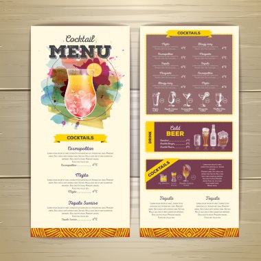 Suluboya kokteyl menü tasarımı